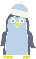 flat color illustration of penguin vector