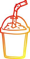 warm gradient line drawing iced smoothie vector