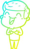 cold gradient line drawing cartoon man laughing vector