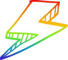 rainbow gradient line drawing cartoon lightning bolt vector