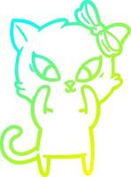 cold gradient line drawing cartoon cat vector