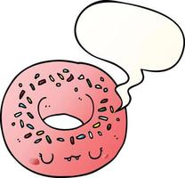 donut de dibujos animados y burbuja de habla en un estilo degradado suave vector