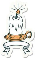 sticker of a tattoo style spooky melting candle vector