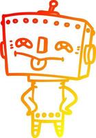 warm gradient line drawing cartoon robot vector