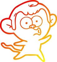 warm gradient line drawing cartoon surprised monkey vector