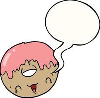 cute cartoon donut and speech bubble vector