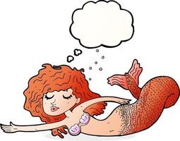 cartoon mermaid with thought bubble vector