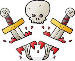 freehand drawn cartoon dagger tattoo vector