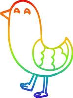 rainbow gradient line drawing cartoon red bird vector