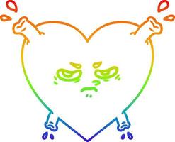 rainbow gradient line drawing cartoon heart vector