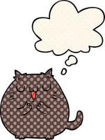 happy cartoon cat and thought bubble in comic book style vector