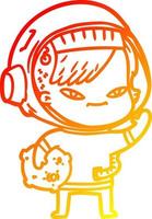 warm gradient line drawing cartoon astronaut woman vector