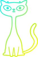 cold gradient line drawing cartoon cat vector