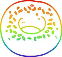 donut de dibujos animados de dibujo de línea de gradiente de arco iris vector