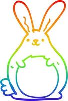 rainbow gradient line drawing cartoon rabbit vector