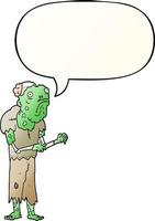 cartoon zombie and speech bubble in smooth gradient style vector