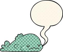 cute cartoon fish and speech bubble in comic book style vector