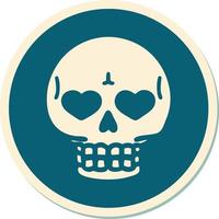 sticker of tattoo in traditional style of a skull vector