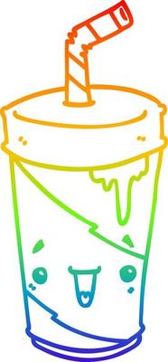 rainbow gradient line drawing cute cartoon soda
