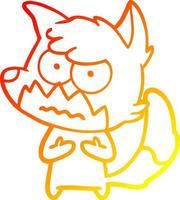 warm gradient line drawing cartoon annoyed fox vector