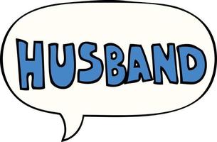 cartoon word husband and speech bubble vector