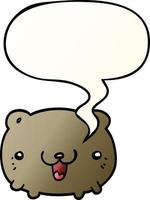 funny cartoon bear and speech bubble in smooth gradient style vector