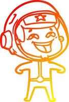 warm gradient line drawing cartoon laughing astronaut vector