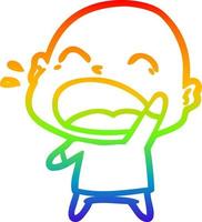 rainbow gradient line drawing cartoon shouting bald man vector