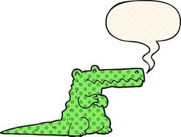 cartoon crocodile and speech bubble in comic book style vector