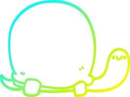 línea de gradiente frío dibujo tortuga de dibujos animados lindo vector