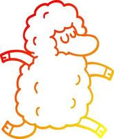 warm gradient line drawing cartoon black sheep vector