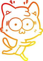 warm gradient line drawing cartoon surprised cat running vector