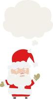 cartoon santa claus and thought bubble in retro style vector