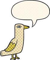 cartoon bird and speech bubble in comic book style vector