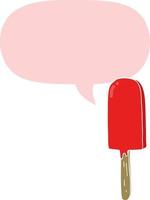 cartoon lollipop and speech bubble in retro style vector