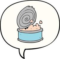 cartoon canned fish and speech bubble vector