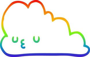 rainbow gradient line drawing cute cartoon cloud vector