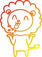 warm gradient line drawing happy cartoon lion vector