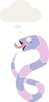 cartoon snake and thought bubble in retro style vector