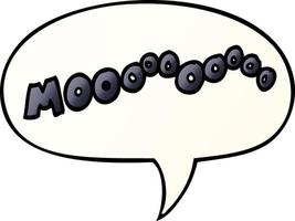 cartoon moo noise and speech bubble in smooth gradient style vector