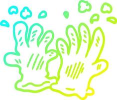 cold gradient line drawing cartoon garden gloves vector