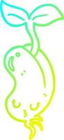 cold gradient line drawing cartoon sprouting bean vector