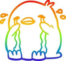 rainbow gradient line drawing crying bird vector