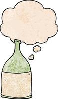 cartoon bottle and thought bubble in grunge texture pattern style vector