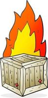 freehand drawn cartoon burning crate vector