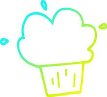 cold gradient line drawing cartoon cupcake vector