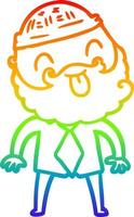 rainbow gradient line drawing man with beard with hat and shirt vector
