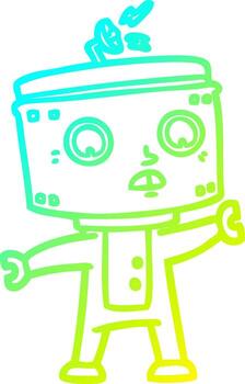 cold gradient line drawing cartoon robot vector