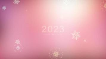 2023 feliz año nuevo y pastel de copos de nieve cayendo