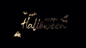 Loop Happy Halloween golden star text effect animation video